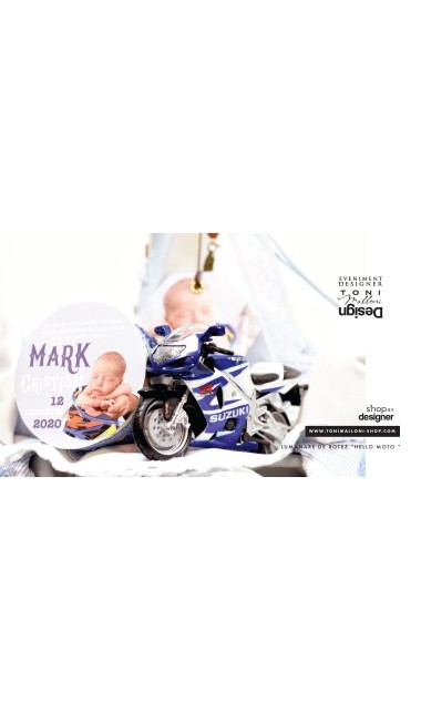 Lumanare botez cu motociclete pentru baieti personalizata, Hello Moto 6